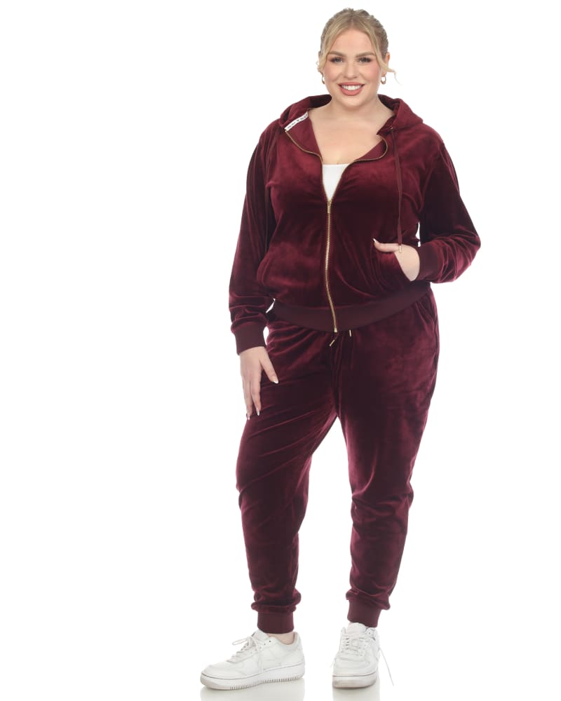 Burgundy on sale velvet sweatsuit
